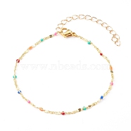 Brass Enamel Lumachina Chain Bracelets, Colorful, Golden, 7-3/8 inch(18.7cm)(BJEW-JB05965)