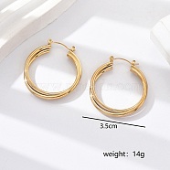 Fashionable Layered Circle Hoop Earrings, Vintage Simple Dual-tone Women's Jewelry Gift, Real 18K Gold Plated, 30mm(ZB6353-3)