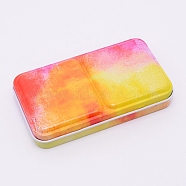 Empty Watercolor Tin Box Palette Paint Case, without Watercolor Pans, Rectangle, Colorful, 2-7/8x4-7/8x7/8 inch(7.2x12.4x2.2cm)(CON-WH0079-38)