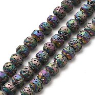 Electroplated Natural Lava Rock Beads Strands, Bicone, Rainbow Plated, 4x5mm, Hole: 0.8mm, about 89~90pcs/strand, 15.35~15.55 inch(39~39.5cm)(G-G984-17E)