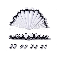 36Pcs 18 Style Ear Plugs Gauges Stretching Kit, Including Acrylic Tapers & Plugs & Tunnels, Cone Shape Earrings Piercing Jewelry for Men Women, White, 12.5~57.5x1.8~10mm, 2Pcs/style(KY-C010-01A)