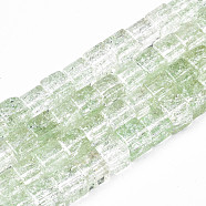 Crackle Glass Beads, Dyed & Heated, Square, Light Green, 6x6x6mm, Hole: 1.4mm, about 60~61pcs/strand, 14.96 inch(38cm)(GLAA-S192-005D)