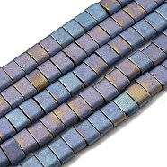 Electroplated Non-magnetic Synthetic Hematite Beads Strands, Rectangle, Matte Style, 2-Hole, Cornflower Blue, 6x4x3mm, Hole: 1.2mm, about 99pcs/strand, 15.55 inch(39.5cm)(G-C106-B01-02B)