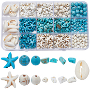 SUNNYCLUE DIY Beads Jewelry Making Finding Kit, Including Synthetic Magnesite & Howlite & Turquoise & Natural Cowrie Shell Beads, Chips & Round & Starfish, Mixed Color(DIY-SC0023-35)