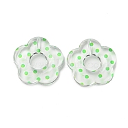 Transparent Printed Acrylic Beads, Flower, Lime, 26x27x5mm, Hole: 1.6mm(OACR-H124-05B-03)