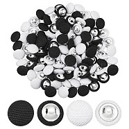 BENECREAT 120Pcs 2 Colors 1-Hole Aluminum Buttons, with Polyester Covered, Clothes Coat Down Jacket Buckle, Platinum, Mixed Color, 10x6mm, Hole: 0.8mm, 60pcs/color(DIY-BC0012-72)