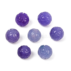 Dyed Natural Myanmar Jade Burmese Jade Carved Beads, Round, Medium Purple, 9mm, Hole: 1.2mm(GG-CBAC08B-04B-02)