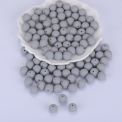 Round Silicone Focal Beads, Chewing Beads For Teethers, DIY Nursing Necklaces Making, Gainsboro, 15mm, Hole: 2mm(SI-JX0046A-99)