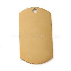 Ion Plating(IP) 304 Stainless Steel Pendants, Stamping Blank Tag, Rectangle Charm, Golden, 39x22x1.5mm, Hole: 3mm(STAS-K270-26G)