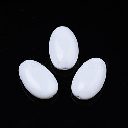 Opaque Acrylic Beads, Oval, Floral White, 30x19x11mm, Hole: 2mm, about 115pcs/500g(SACR-S068-15)
