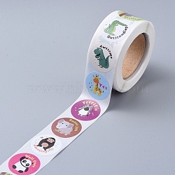 Self-Adhesive Paper Gift Tag Stickers, for Party, Decorative Presents, Flat Round, Animal Pattern, 25mm, 500pcs/roll(DIY-E027-A-13)