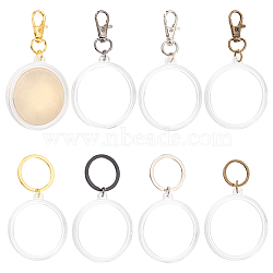 2 Sets 2 Style Commemorative Coin Acrylic Pendant Keychain Sets, with Alloy Findings, for Coin Collection, Mixed Color, 7.4~8.4cm, 4pcs/set, 1 set/style(KEYC-FG0001-08)
