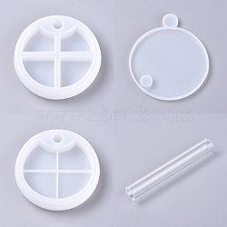 DIY Round Layered Rotating Storage Box Sets, Silicone Molds, Resin Casting Molds, for UV Resin, Epoxy Resin Jewelry Making, with Plastic Sticks, White, 106x26mm, Hole: 13mm(DIY-WH0163-15)