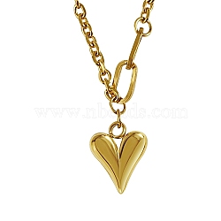 Stainless Steel Pendant Necklaces, Heart, Real 18K Gold Plated, 15.75 inch(40cm)(BI3477-6)