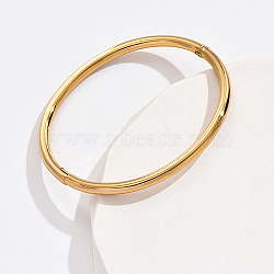 Stainless Steel Plain Bangles, Real 18K Gold Plated, Inner Diameter: 2-3/8 inch(6cm)(JJ8436-2)