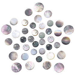 40Pcs 4 Style Black Lip Shell Pendants, Flat Round, Mixed Color, 8~25x1~2mm, Hole: 1.2~1.6mm(SSHEL-SC0001-15)
