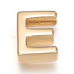 Brass Charms, for Personalized Name Necklace Making, Long-Lasting Plated, Real 18K Gold Plated, Letter.E, E: 8.5x7x3mm, Hole: 1.6mm(ZIRC-I037-01E-G)