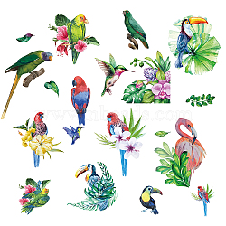 16 Sheets 8 Styles Waterproof PVC Wall Stickers, Rectangle Shape, for Window or Stairway Home Decoration, Bird Pattern, 200x145mm, about 2 sheets/style(DIY-WH0345-018)