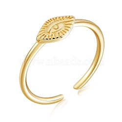 925 Sterling Silver Horse Eye Open Cuff Ring for Women, Golden, US Size 4 1/4(15mm)(JR874B)