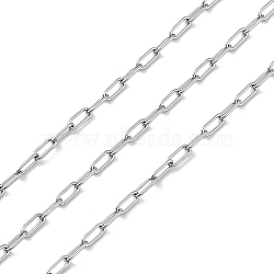 304 Stainless Steel Paperclip Chains, Soldered, Stainless Steel Color, 3.5x1.5x0.5mm(CHS-M009-07P-02)