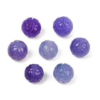 Dyed Natural Myanmar Jade Burmese Jade Carved Beads, Round, Medium Purple, 9mm, Hole: 1.2mm