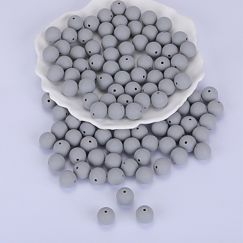 Round Silicone Focal Beads, Chewing Beads For Teethers, DIY Nursing Necklaces Making, Gainsboro, 15mm, Hole: 2mm