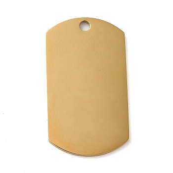 Ion Plating(IP) 304 Stainless Steel Pendants, Stamping Blank Tag, Rectangle Charm, Golden, 39x22x1.5mm, Hole: 3mm