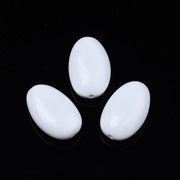 Opaque Acrylic Beads, Oval, Floral White, 30x19x11mm, Hole: 2mm, about 115pcs/500g