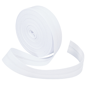 10M Polycotton Fold Over Ribbons, Flat, White, 3/4 inch(20mm), about 10.94 Yards(10m)/Bag