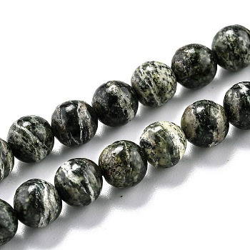 Natural Green Zebra Jasper Beads Strands, Round, 6.5mm, Hole: 1mm, about 58pcs/strand, 15.16''(38.5cm)