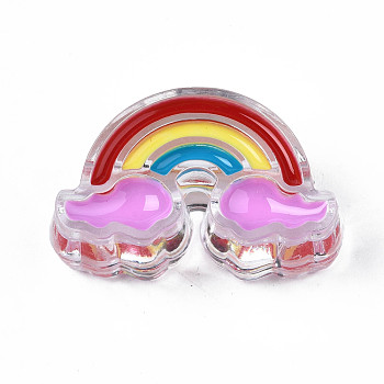 Transparent Acrylic Enamel Beads, Rainbow, Violet, 16x26x9mm, Hole: 3.5mm