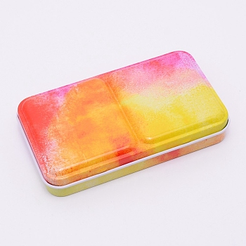 Empty Watercolor Tin Box Palette Paint Case, without Watercolor Pans, Rectangle, Colorful, 2-7/8x4-7/8x7/8 inch(7.2x12.4x2.2cm)