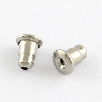 304 Stainless Steel Ear Nuts, Bullet Earring Backs, Stainless Steel Color, 5.5x4.5x4.5mm, Hole: 1mm