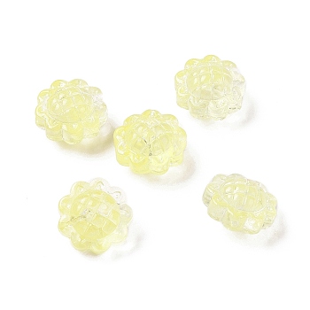 Transparent Spray Painted Glass Beads, Sunflower, Yellow, 15x10mm, Hole: 1.2mm