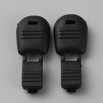 Plastic Zipper Pull Cord Lock Cord Ends, Clips Buckle End Caps, Black, 37x15.5x7mm, Inner Diameter: 5mm