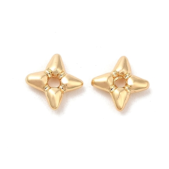Brass Beads, Star, Real 18K Gold Plated, 7x7x2mm, Hole: 1.2mm
