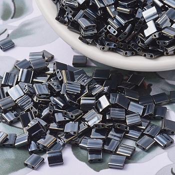 MIYUKI TILA Beads, Japanese Seed Beads, 2-Hole, (TL464) Light Gunmetal, 5x5x1.9mm, Hole: 0.8mm, about 118pcs/bottle, 10g/bottle