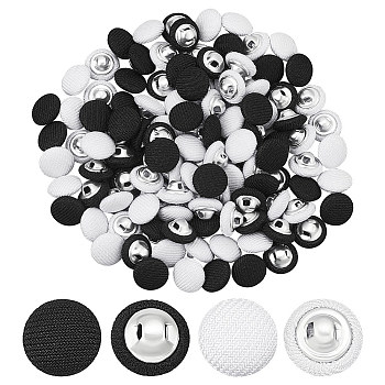 120Pcs 2 Colors 1-Hole Aluminum Buttons, with Polyester Covered, Clothes Coat Down Jacket Buckle, Platinum, Mixed Color, 10x6mm, Hole: 0.8mm, 60pcs/color