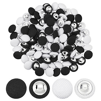 BENECREAT 120Pcs 2 Colors 1-Hole Aluminum Buttons, with Polyester Covered, Clothes Coat Down Jacket Buckle, Platinum, Mixed Color, 10x6mm, Hole: 0.8mm, 60pcs/color