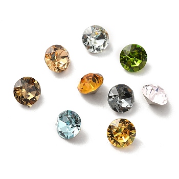 Faceted K9 Glass Rhinestone Cabochons, Pointed Back & Back Plated, Diamond, Mixed Color, 8x5mm