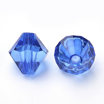 Transparent Acrylic Beads, Bicone, Blue, 6x5.5mm, Hole: 1.5mm, about 6120pcs/500g