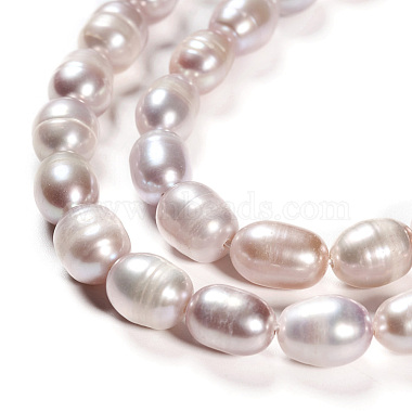 1139-FP 6 x 7-8mm Beautiful Lustrous Lilac Pink Colored Oval/Rice Freshwater Pearl Beads Genuine Cultured Pearls Designer's Pearls Beads