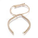 Nylon Cord Braided Bead Bracelets Making, with Brass Beads, Long-Lasting Plated, Real 24K Gold Plated, Wheat, 10-1/4 inch(26cm)~11-5/8 inch(29.6cm)(X-BJEW-F360-F12)