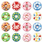 16Pcs 8 Styles Handmade Porcelain Beads, Hand Painted Ceramic Beads, Donut, Bright Glazed Porcelain, Mixed Color, 18~18.5x7.5~10mm, Hole: 1.8~2mm, 2pcs/style(PORC-CJ0001-39)