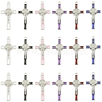 30Pcs 6 Colors Alloy Enamel Pendants, Cross with Crucifix Cross Charms, Platinum, Mixed Color, 39x21x4mm, Hole: 1.8mm, 5pcs/color(ENAM-YW0008-56)