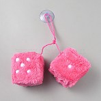 Wool Dice Pendant Decorations, for Car Rearview Mirror Ornaments, with Suction Cup, Hot Pink, 590mm(AJEW-WH20006-489A)