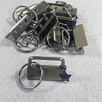 10Pcs 304 Stainless Steel Ribbon Ends, with Iron Rings, Gunmetal, 40mm(HJEW-TAC0153)