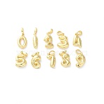 Brass Pendants, Number Charms, Rack Plating, Long-Lasting Plated, Lead Free & Cadmium Free, Real 18K Gold Plated, 14~14.5x4~10.5x3~5mm, Hole: 4x2.5mm(KK-L227-012G)
