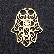 201 Stainless Steel Filigree Joiners Links, Laser Cut, Hamsa Hamsa Hand/Hand of Fatima/Hand of Miriam, Golden, 18.6x15x1mm(STAS-S105-JN879-2)