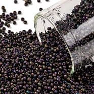TOHO Round Seed Beads, Japanese Seed Beads, (85F) Frost Metallic Iris Purple, 15/0, 1.5mm, Hole: 0.7mm, about 15000pcs/50g(SEED-XTR15-0085F)